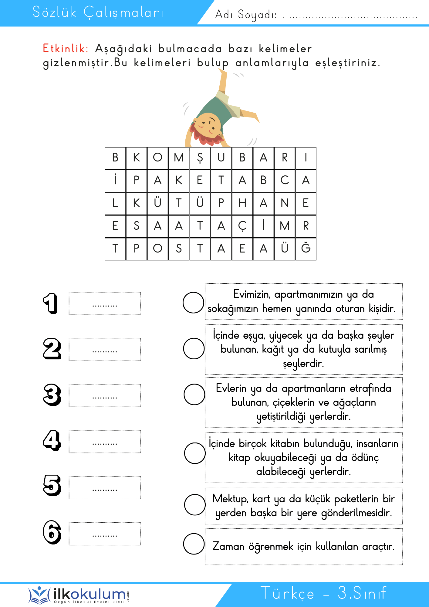 Sozluk Calısmaları 3. Sınıf Turkce