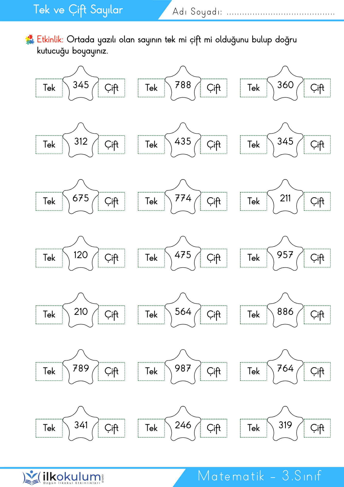 Tek ve Cift Sayılar 3. Sınıf Matematik2